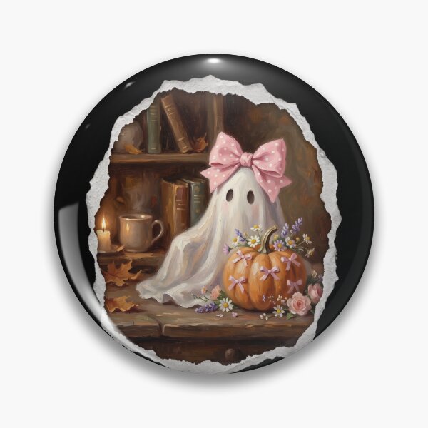 Item preview, Cozy Floral Ghost with Pink Bow designed and sold by Tiffany Roy.