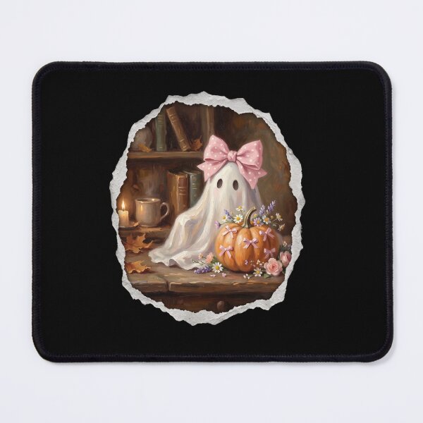 Item preview, Cozy Floral Ghost with Pink Bow designed and sold by Roy & Tiffany.