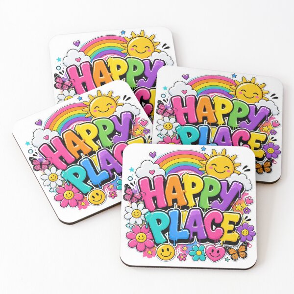 Item preview, HAPPY PLACE Graffiti Sticker PNG | Positive Rainbow Typography | Cute Colorful Vinyl Decal for Laptop, Notebook, Journal & Water Bottle designed and sold by Stylestickers55.