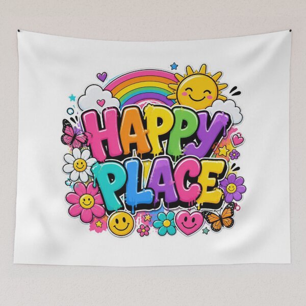 Item preview, HAPPY PLACE Graffiti Sticker PNG | Positive Rainbow Typography | Cute Colorful Vinyl Decal for Laptop, Notebook, Journal & Water Bottle designed and sold by Stylestickers55.