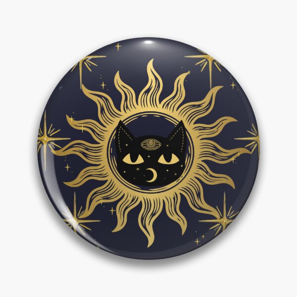 Item preview, Vintage Black Cat Celestial Sun Illustration designed and sold by Amanyscrafts.