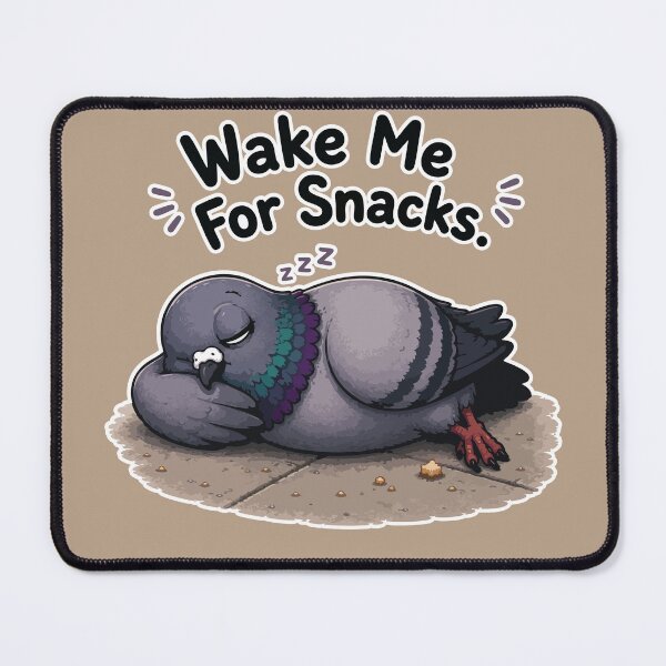 Item preview, Funny Sleeping Pigeon Sticker – Wake Me For Snacks Cartoon Bird designed and sold by SimplePoDesign.