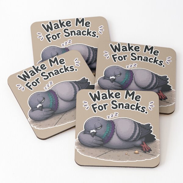 Item preview, Funny Sleeping Pigeon Sticker – Wake Me For Snacks Cartoon Bird designed and sold by SimplePoDesign.