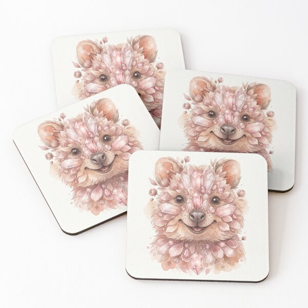 Item preview, Boho Rose Quartz Quokka Mystic Crystal Watercolor Art Print designed and sold by TheMinimalFrame.