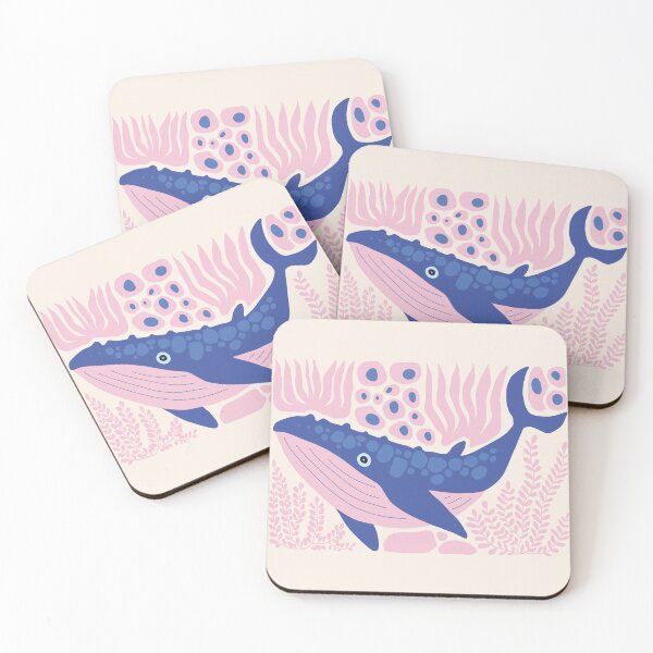 Item preview, Matisse Inspired Blue Whale Abstract Pastel Pink Ocean Art  designed and sold by FaizArtShop.