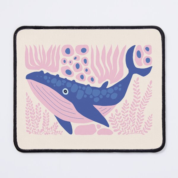 Item preview, Matisse Inspired Blue Whale Abstract Pastel Pink Ocean Art designed and sold by FaizArtShop.