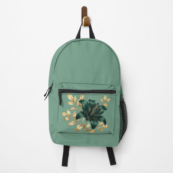 Item preview, Emerald Green Lily Gold Foil Leaves Luxury Botanical Art designed and sold by BreezifyDesignStudio.