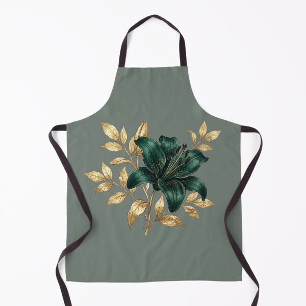 Item preview, Emerald Green Lily Gold Foil Leaves Luxury Botanical Art designed and sold by BreezifyDesignStudio.