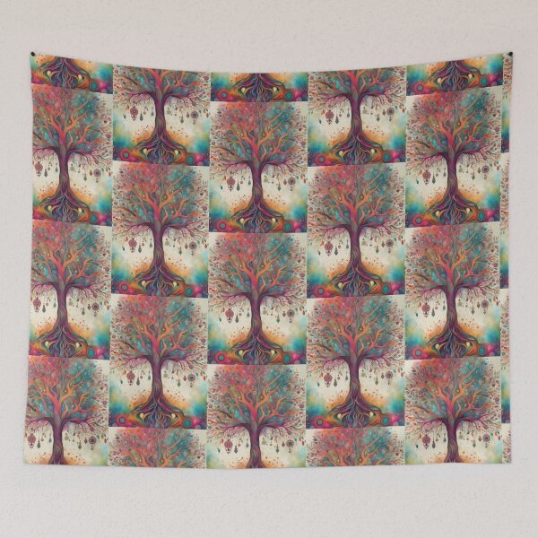 Item preview, Whimsical Colorful Tree of Life Dreamcatcher Watercolor Style designed and sold by pinkal.