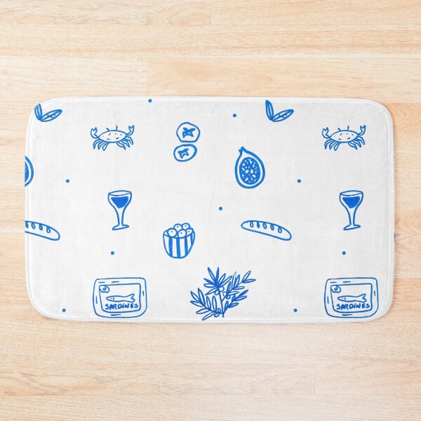 Item preview, Mediterranean Sea and Bistro Pattern in Blue designed and sold by ElizabethCoelho.