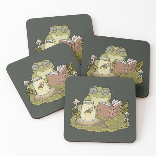 Item preview, Frog reading a book, Goblincore botanical art, Cottagecore aesthetic illustration, Toad with glasses designed and sold by LeshanArt.
