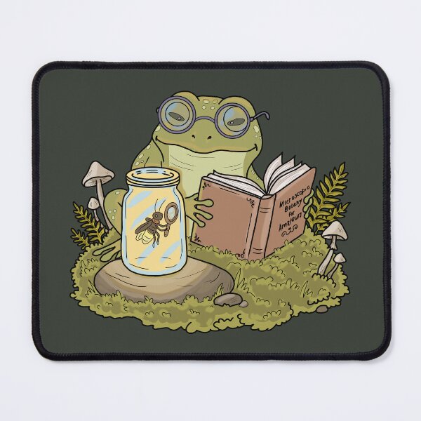 Item preview, Frog reading a book, Goblincore botanical art, Cottagecore aesthetic illustration, Toad with glasses designed and sold by LeshanArt.