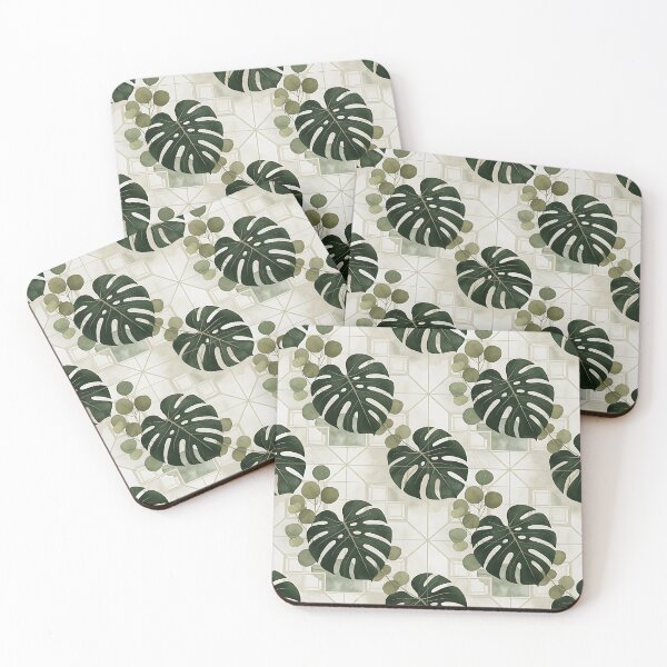 Item preview, Monstera Leaves Geometric Tile Pattern designed and sold by HappyOops.