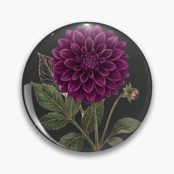 Item preview, Deep Purple Dahlia Metallic Gold Line Art Luxe Botanical designed and sold by BreezifyDesignStudio.