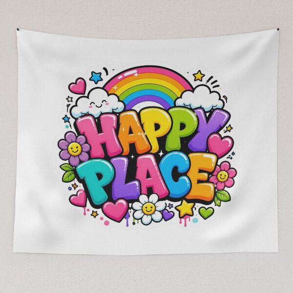 Item preview, HAPPY PLACE Graffiti Sticker PNG | Colorful Kawaii Aesthetic Typography | Cute Rainbow Vinyl Decal for Laptop, Journal, Water Bottle & Planner designed and sold by Stylestickers55.