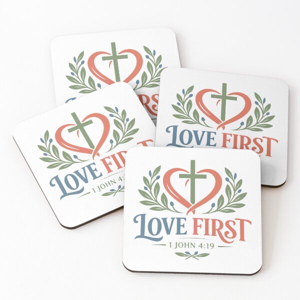 Item preview,  Love First Christian Heart Cross – 1 John 4:19 Bible Verse Art designed and sold by stylishdzign.