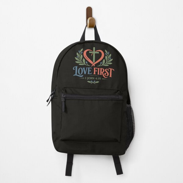 Item preview, Love First Christian Heart Cross – 1 John 4:19 Bible Verse Art designed and sold by stylishdzign.