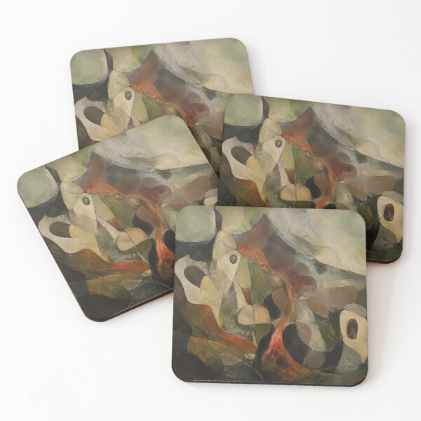 Item preview, Earthy Organic Abstract Art – Mid Century Modern Boho Shapes in Olive, Rust and Cream designed and sold by GutyzDesignsES.