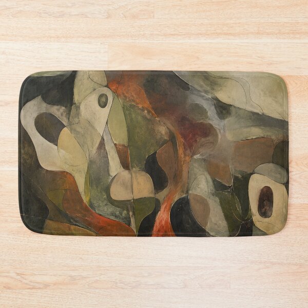 Item preview, Earthy Organic Abstract Art – Mid Century Modern Boho Shapes in Olive, Rust and Cream designed and sold by GutyzDesignsES.