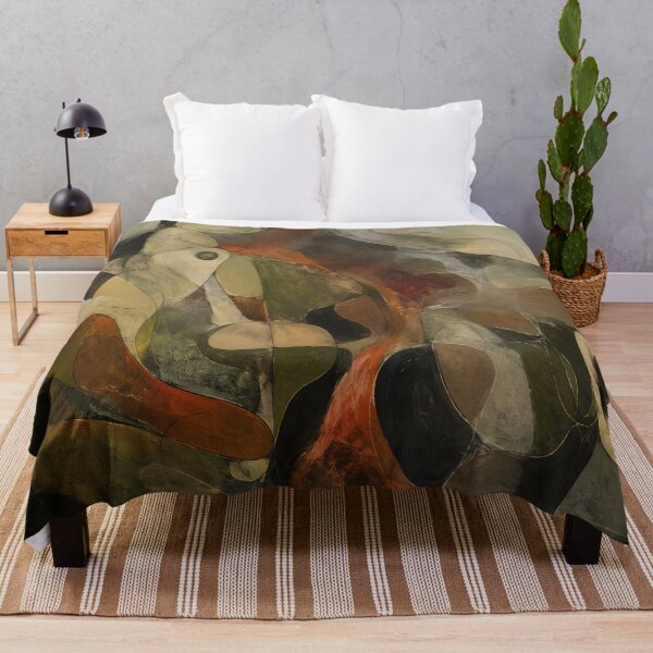 Item preview, Earthy Organic Abstract Art – Mid Century Modern Boho Shapes in Olive, Rust and Cream designed and sold by GutyzDesignsES.