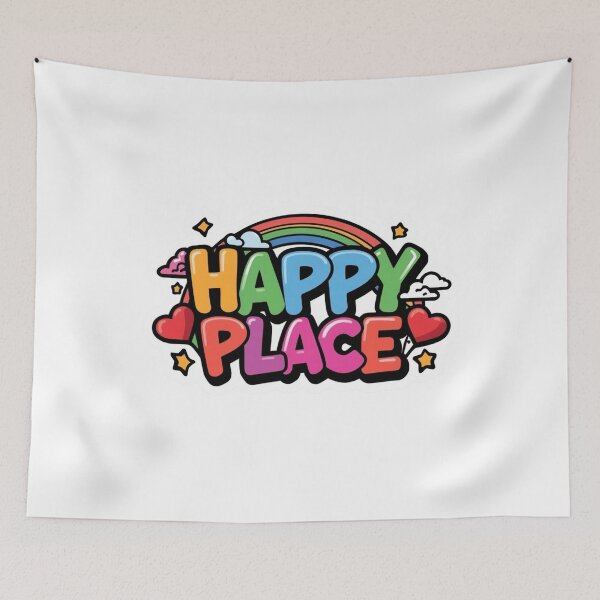 Item preview, HAPPY PLACE Colorful Graffiti Sticker | Cute Rainbow Aesthetic PNG | Positive Vibes Vinyl Decal Gift designed and sold by Stylestickers55.