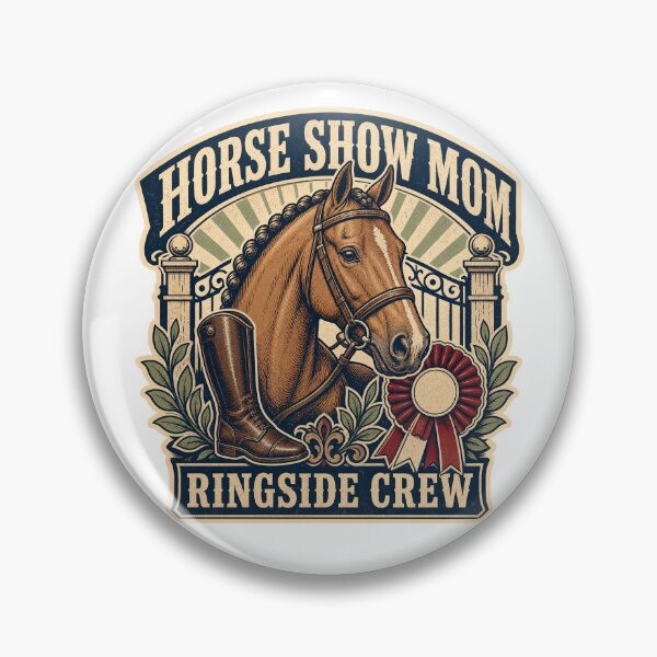 Item preview, Horse Show Mom Shirt Vintage Ringside Badge designed and sold by Freshloop Studio | Whimsical Vintage Art.