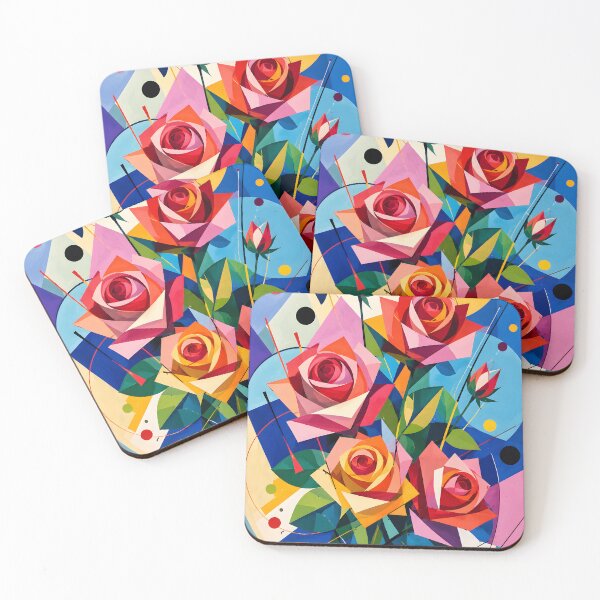 Item preview, Colorful Geometric Roses – Vibrant Modern Floral Abstract designed and sold by GutyzDesignsES.