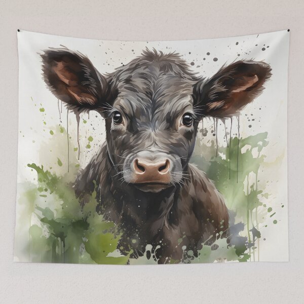 Item preview, Cute Baby Cow Portrait – Farmhouse Calf Wall Art designed and sold by GutyzDesignsES.