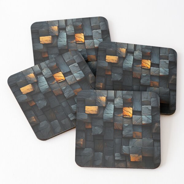 Item preview, Dark Geometric Stone Mosaic – Black Industrial Abstract designed and sold by GutyzDesignsES.