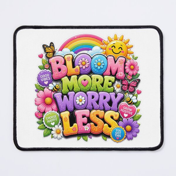 Item preview, BLOOM MORE WORRY LESS Graffiti Sticker PNG | Positive Floral Quote | Colorful Spring Wildflower Aesthetic Vinyl Decal designed and sold by Stylestickers55.