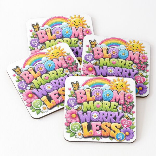 Item preview, BLOOM MORE WORRY LESS Graffiti Sticker PNG | Positive Floral Quote | Colorful Spring Wildflower Aesthetic Vinyl Decal designed and sold by Stylestickers55.
