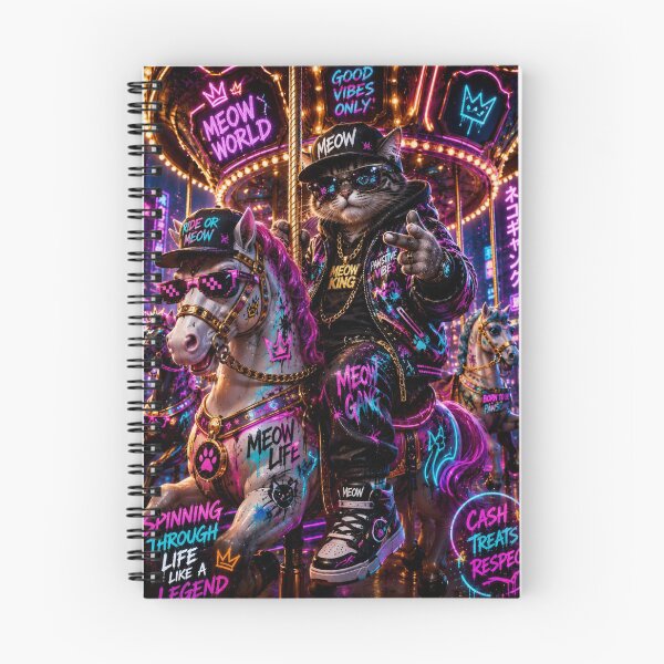 Item preview, Meow Life Carousel – Neon Street Cat Adventure designed and sold by Neon Riot Studio.