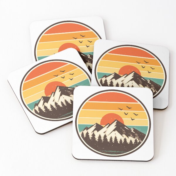 Item preview, Retro Vintage Sunset Mountain Badge Vector Illustration designed and sold by Mount03.