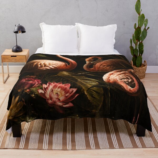 Item preview, Dark Tropical Flamingos – Exotic Jungle and Lotus Garden designed and sold by GutyzDesignsES.