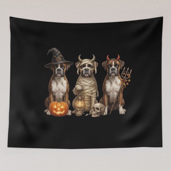 Item preview, Cute Halloween Boxer Dog Pumpkin Ghost and Witch T-Shirt | Spooky Boxer Dog Lover Graphic Gift designed and sold by Trendably.