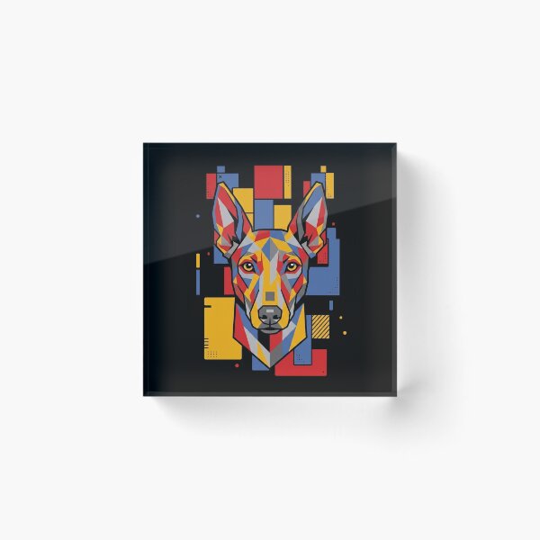 Artikelvorschau, Lustiger Pharaohund, bunte Blöcke, geometrische Kunst, Mama, Papa, Kinder entworfen und verkauft von FurryHavenPH.