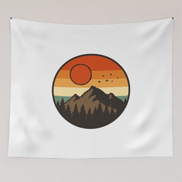 Item preview, Retro Vintage Sunset Mountain Circular Badge Vector Illustration designed and sold by Mount03.