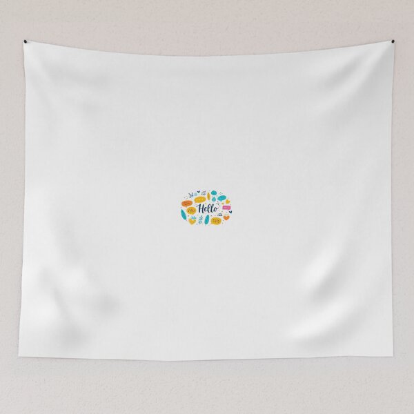 Item preview, Hello, speech bubbles, cute doodles, vibrant colors, hearts, leaves, whimsical, handlettering designed and sold by a575642903.