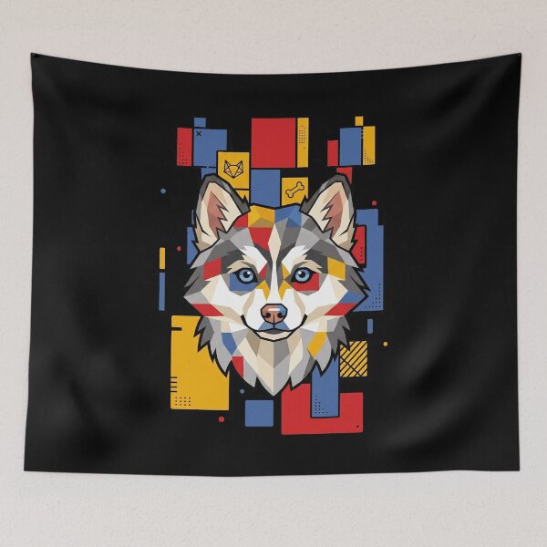 Item preview, Funny Pomsky Colorful Blocks Geometric Art Mom Dad Kids designed and sold by FurryHavenPH.