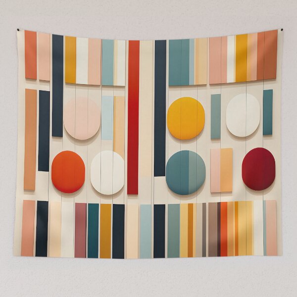 Item preview, Mid Century Modern Geometric Stripes and Circles designed and sold by GutyzDesignsES.