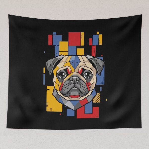 Item preview, Funny Pug Colorful Blocks Geometric Art Mom Dad Kids designed and sold by FurryHavenPH.