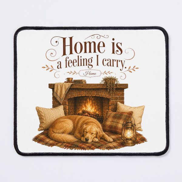 Item preview, Home Is A Feeling I Carry Vintage Golden Retriever Fireplace designed and sold by AQUILAKREO.