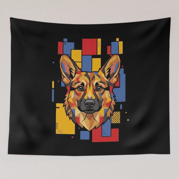 Item preview, Funny Red Brindle With Mask Corgi Colorful Blocks Geometric Art Mom Dad Kids designed and sold by FurryHavenPH.