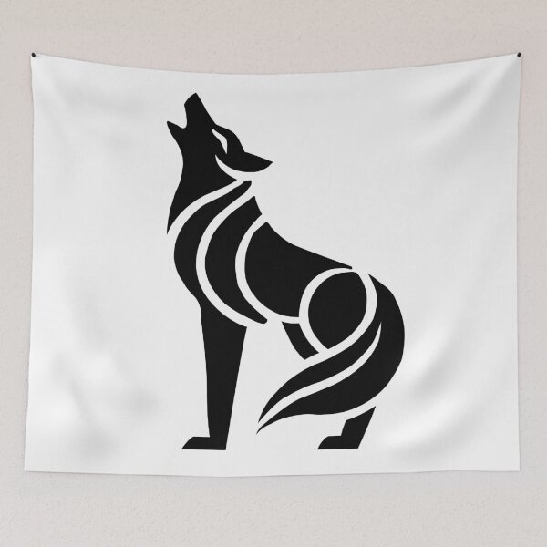 Item preview, Howling Wolf - Tribal Black & White Silhouette Line Art designed and sold by SivaroStudio.