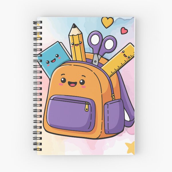 Item preview, Cute Kawaii School Backpack and Supplies Illustration.  designed and sold by DodoCraft3.