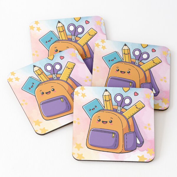 Item preview, Cute Kawaii School Backpack and Supplies Illustration.  designed and sold by DodoCraft3.