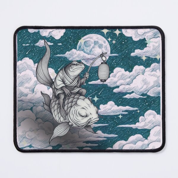 Item preview, Japanese Style Frog Riding Koi Fish Flying Celestial Cloud Night Sky designed and sold by Daily-chaos.