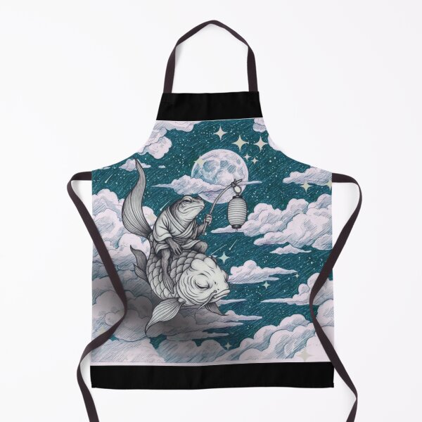 Item preview, Japanese Style Frog Riding Koi Fish Flying Celestial Cloud Night Sky designed and sold by Daily-chaos.