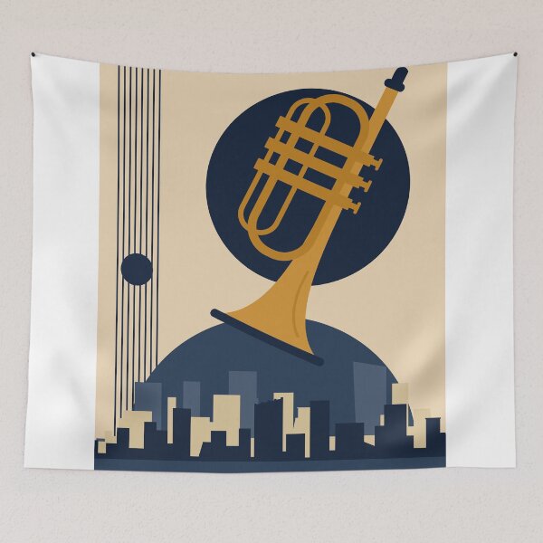 Item preview, Bauhaus Trumpet City Print| Minimalist Jazz Art | Mid-Century Modern Architecture Print designed and sold by Studio pod Burom.