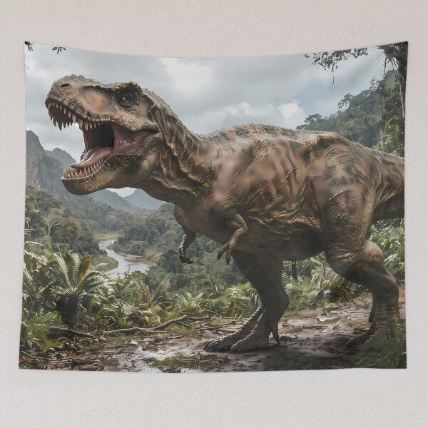 Item preview, E Epic Prehistoric Dinosaur World Jurassic Landscape Art designed and sold by ART ATTACK ZONE.